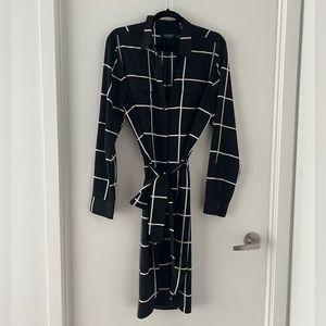 RALPH LAUREN Black and white weather vane print button up dress - Size 14